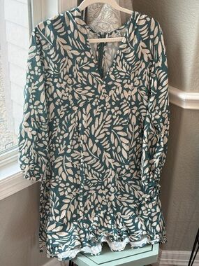 Teal and White Print Womens Dress